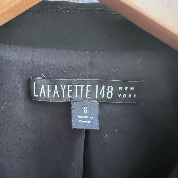 Lafayette 148 Virgin Wool Black Tailored Blazer Tops Women's Jacket Size 8 Boss - Picture 4 of 9